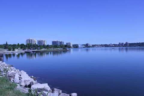 Barrie's waterfront park and condo towers on Kempenfelt Bay